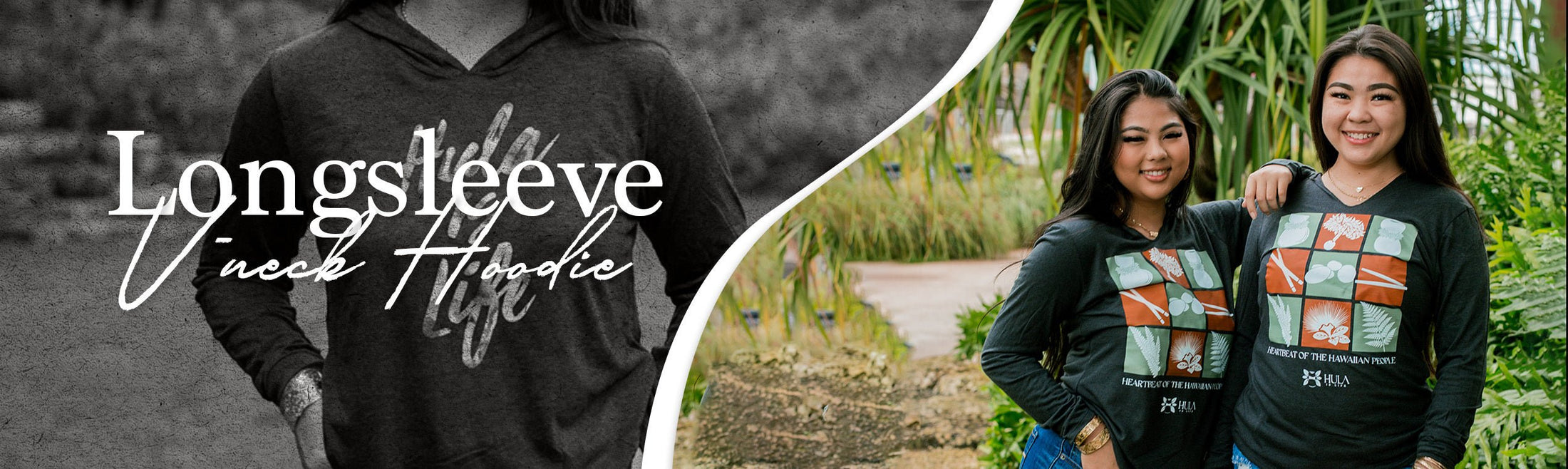 Longsleeve V-neck Hoodie - Hula is Life