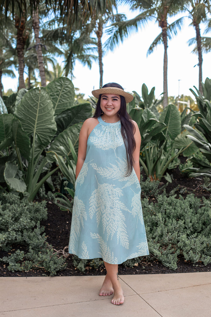 Translation missing: en.Palaʻā - Halter Dress - Blue/Green