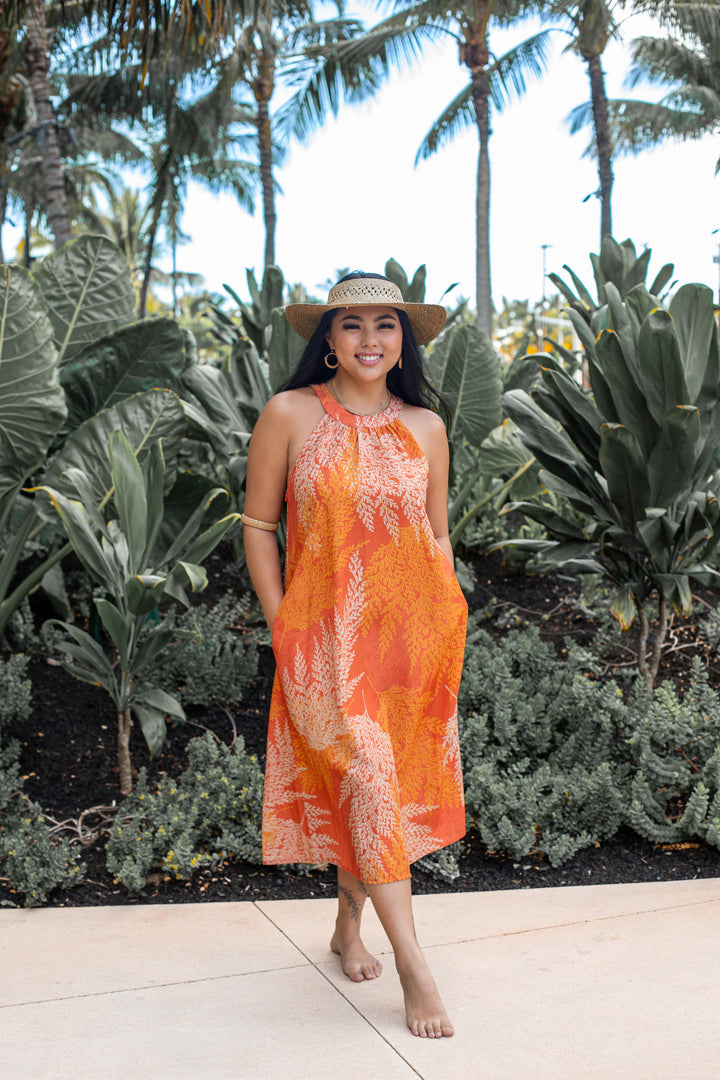 Translation missing: en.Palaʻā - Halter Dress - Orange