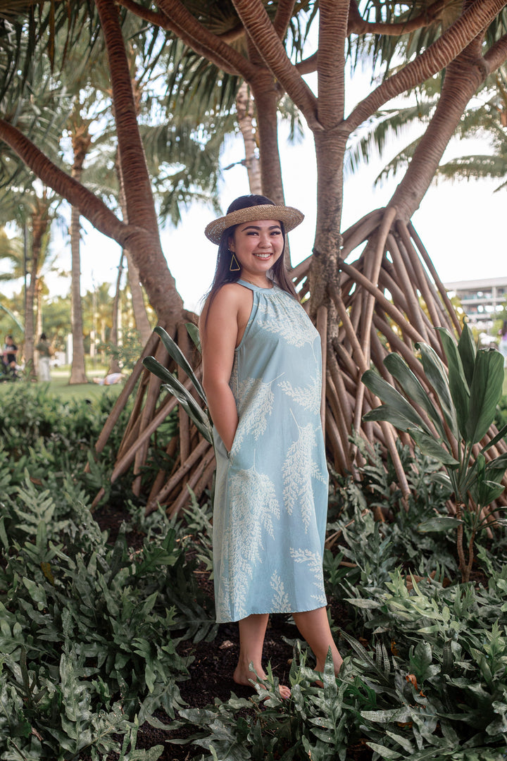 Translation missing: en.Palaʻā - Halter Dress - Blue/Green