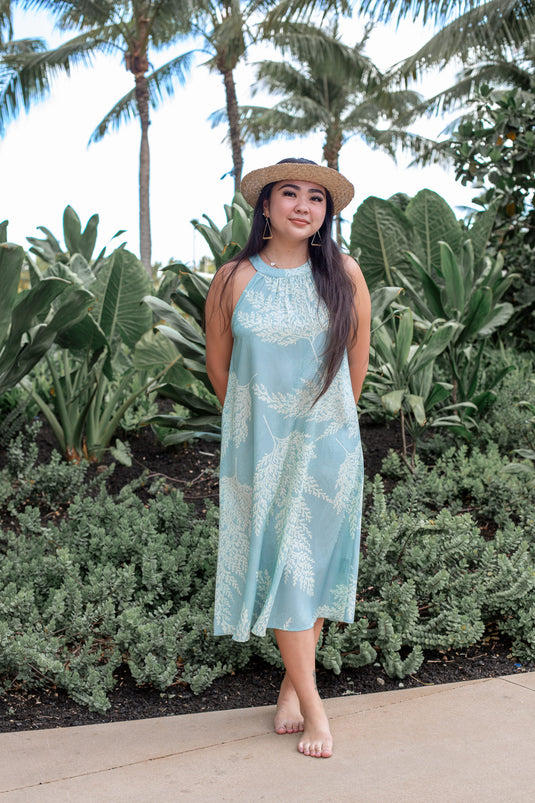 Translation missing: en.Palaʻā - Halter Dress - Blue/Green