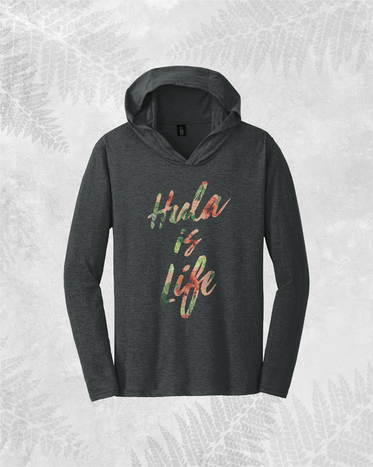 Translation missing: en.Hula is Life floral long-sleeve V-neck hoodie, soft fabric with colorful floral print, casual comfortable hoodie for women