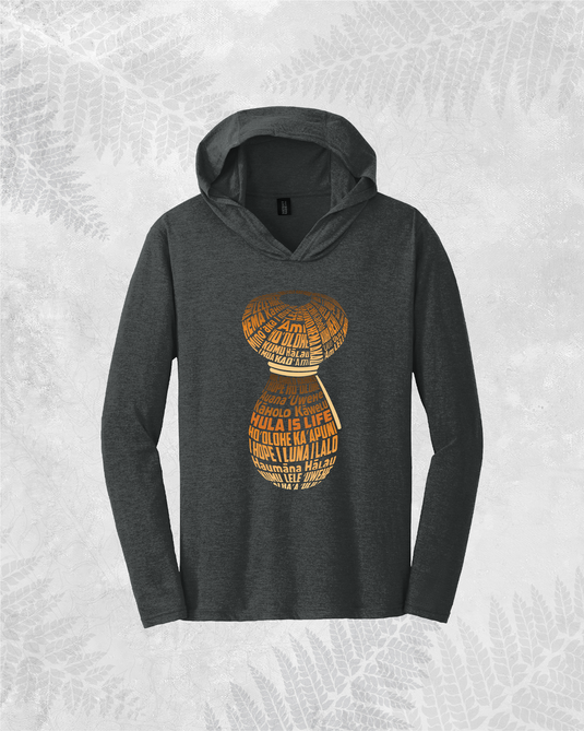 Translation missing: en.Hula is Life Hula Ipu Basics long-sleeve V-neck hoodie in soft fabric, featuring a relaxed fit and stylish V-neck design