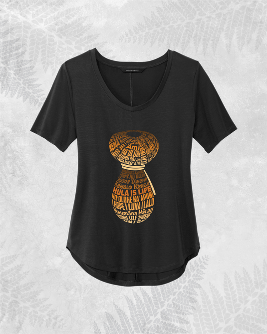 Translation missing: en.Hula Ipu Hawaiian scoop-neck top for women in black, relaxed island top — Hula is Life