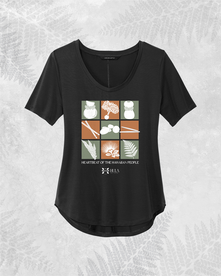 Translation missing: en.Hula Implements Hawaiian relaxed scoop-neck top in black — Hula is Life