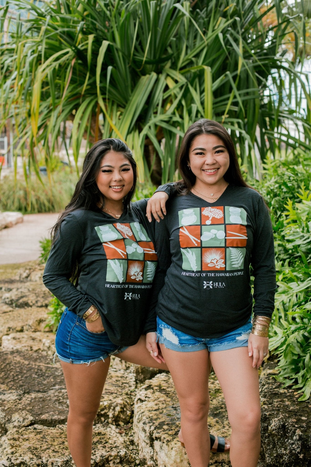 Hula Implements - Longsleeve V-neck Hoodie - Hula is Life
