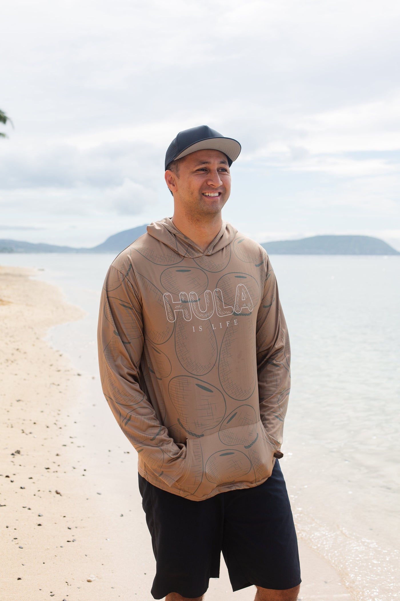 Hula Ipu - Long Sleeve Dri-Fit Hoodie Brown - Hula is Life