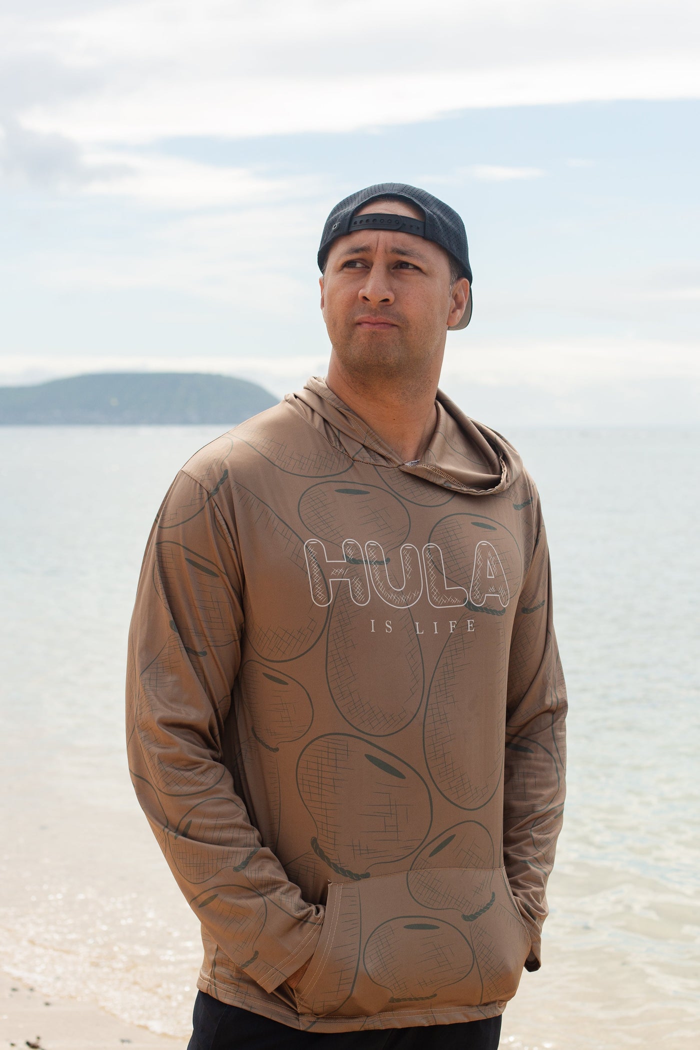 Hula Ipu - Long Sleeve Dri-Fit Hoodie Brown - Hula is Life
