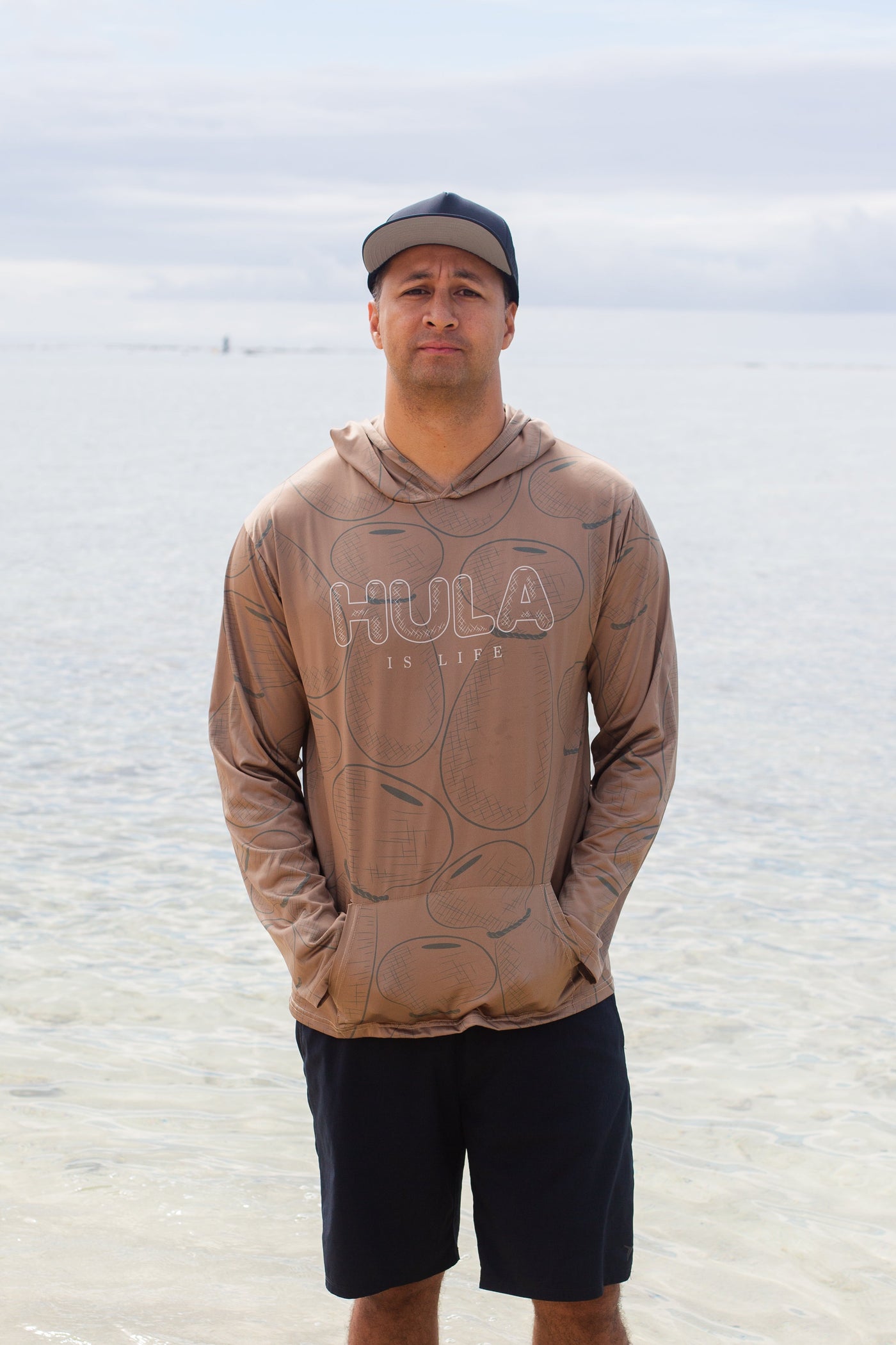 Hula Ipu - Long Sleeve Dri-Fit Hoodie Brown - Hula is Life