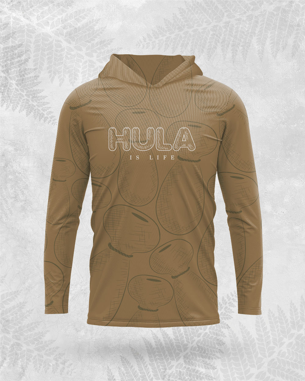 Hula Ipu - Long Sleeve Dri-Fit Hoodie Brown - Hula is Life