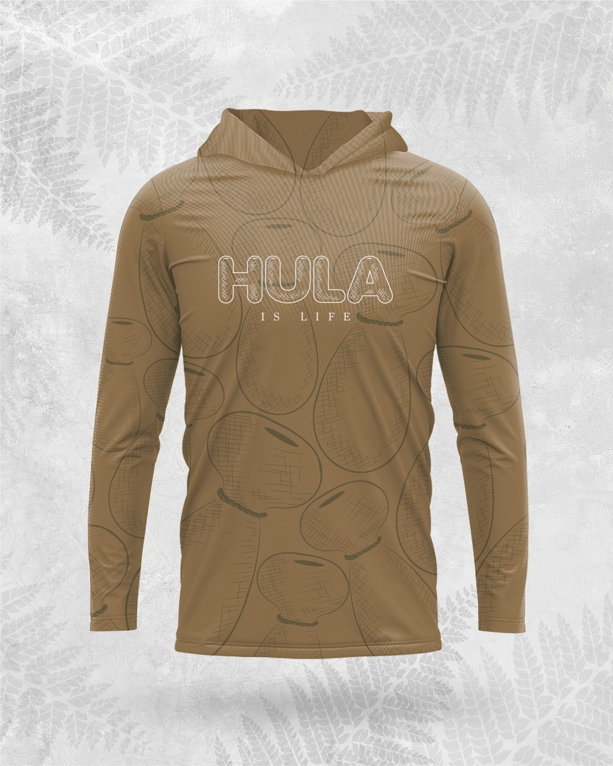 Hula Ipu - Long Sleeve Dri-Fit Hoodie Brown - Hula is Life