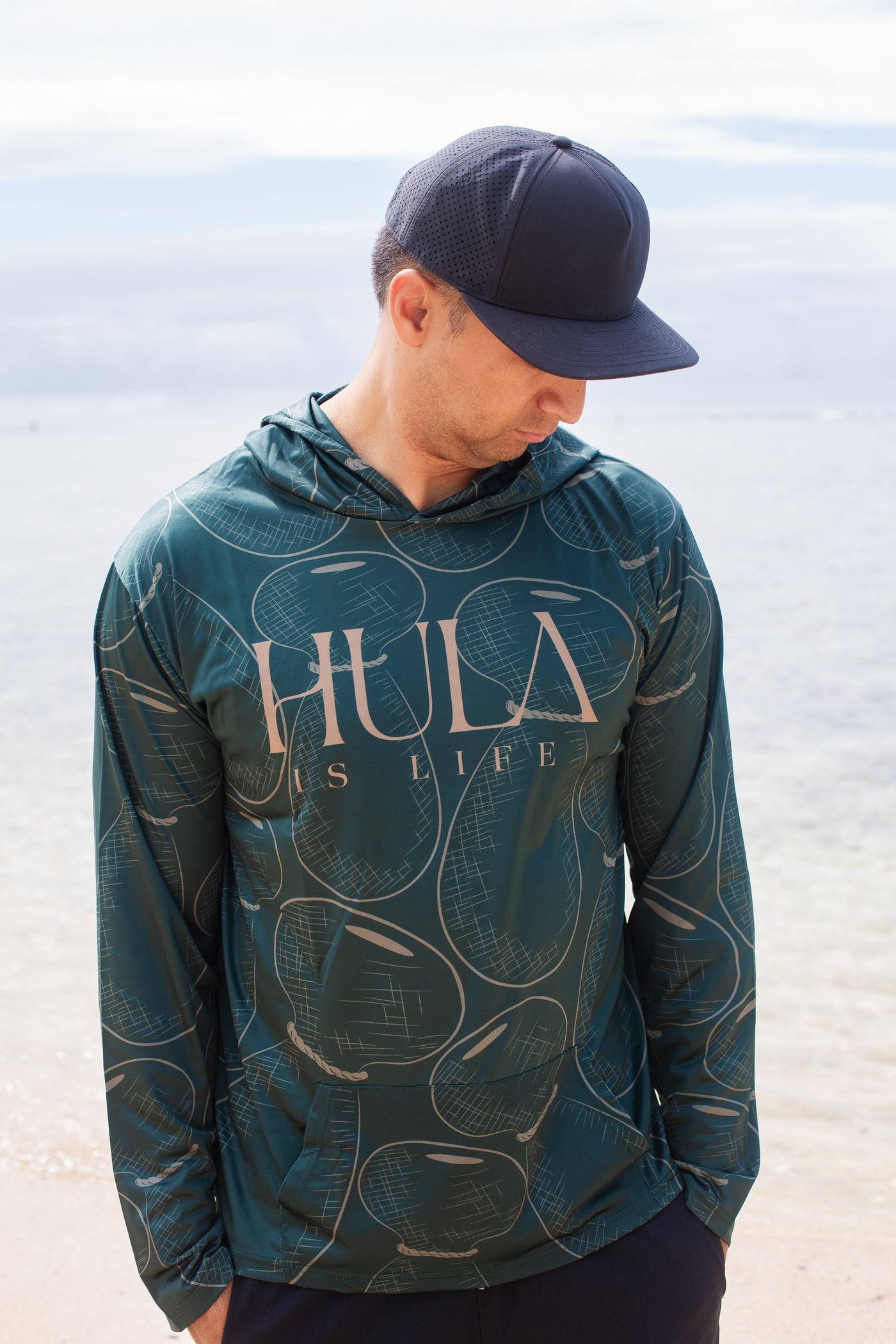 Hula Ipu - Long Sleeve Dri-Fit Hoodie Green - Hula is Life