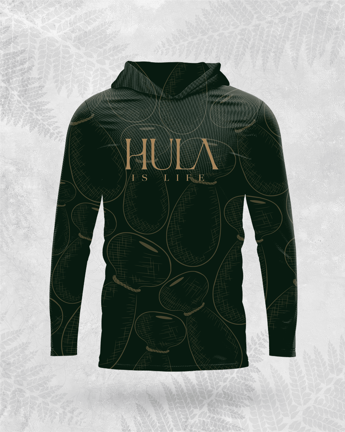 Hula Ipu - Long Sleeve Dri-Fit Hoodie Green - Hula is Life