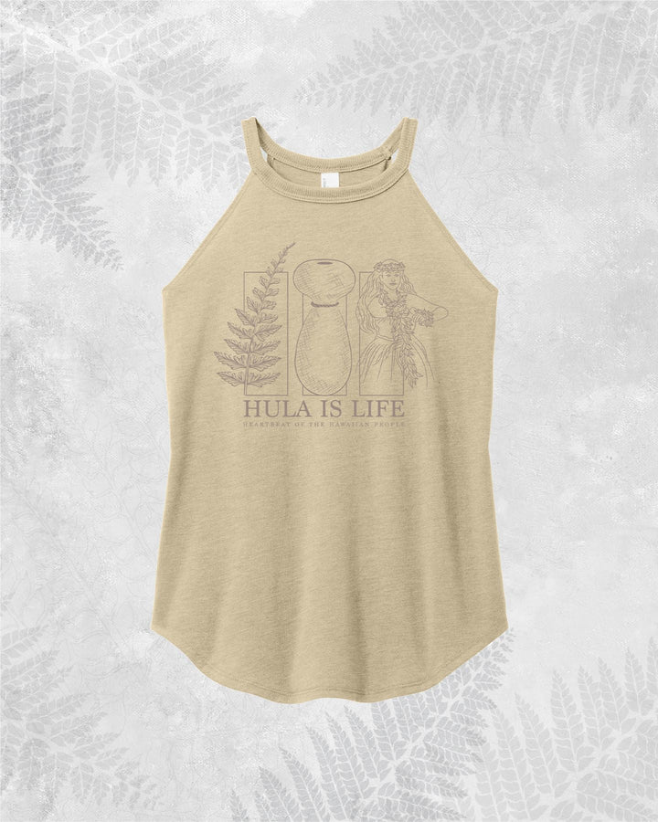 Translation missing: ja.Hula is Life Hula Rhythm Rocker Tank top in XS, featuring a sleeveless design with bold graphic print on soft fabric