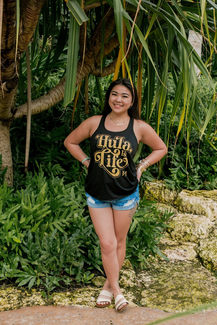 Translation missing: en.Black Wahine Tank top from Hula is Life featuring Hula Sway design, casual sleeveless tank for everyday wear