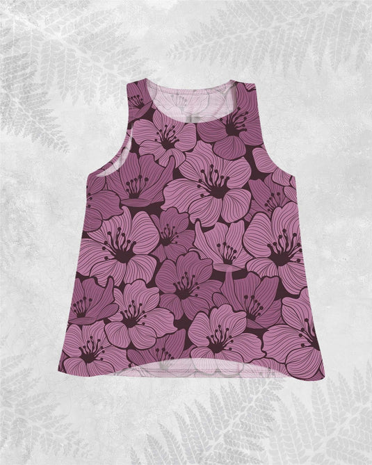 Translation missing: en.Cherry Blossom Walea Tank by Hula is Life, a wahine tank top featuring a vibrant cherry blossom design and comfortable fit