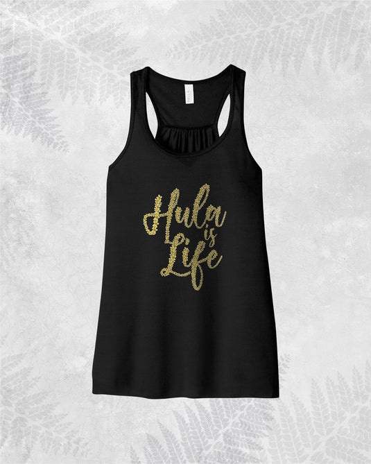 Translation missing: en.Hula is Life Wahine Tank in XS with Plumeria design, featuring a sleeveless tank top with tropical flower print