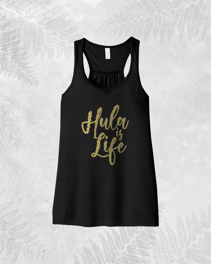 Translation missing: en.Hula is Life Wahine Tank in XS with Plumeria design, featuring a sleeveless tank top with tropical flower print