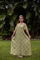 Kukui Quilt - Hiehie Dress (Yellow/Olive) - Hula is Life