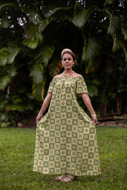 Kukui Quilt - Hiehie Dress (Yellow/Olive) - Hula is Life