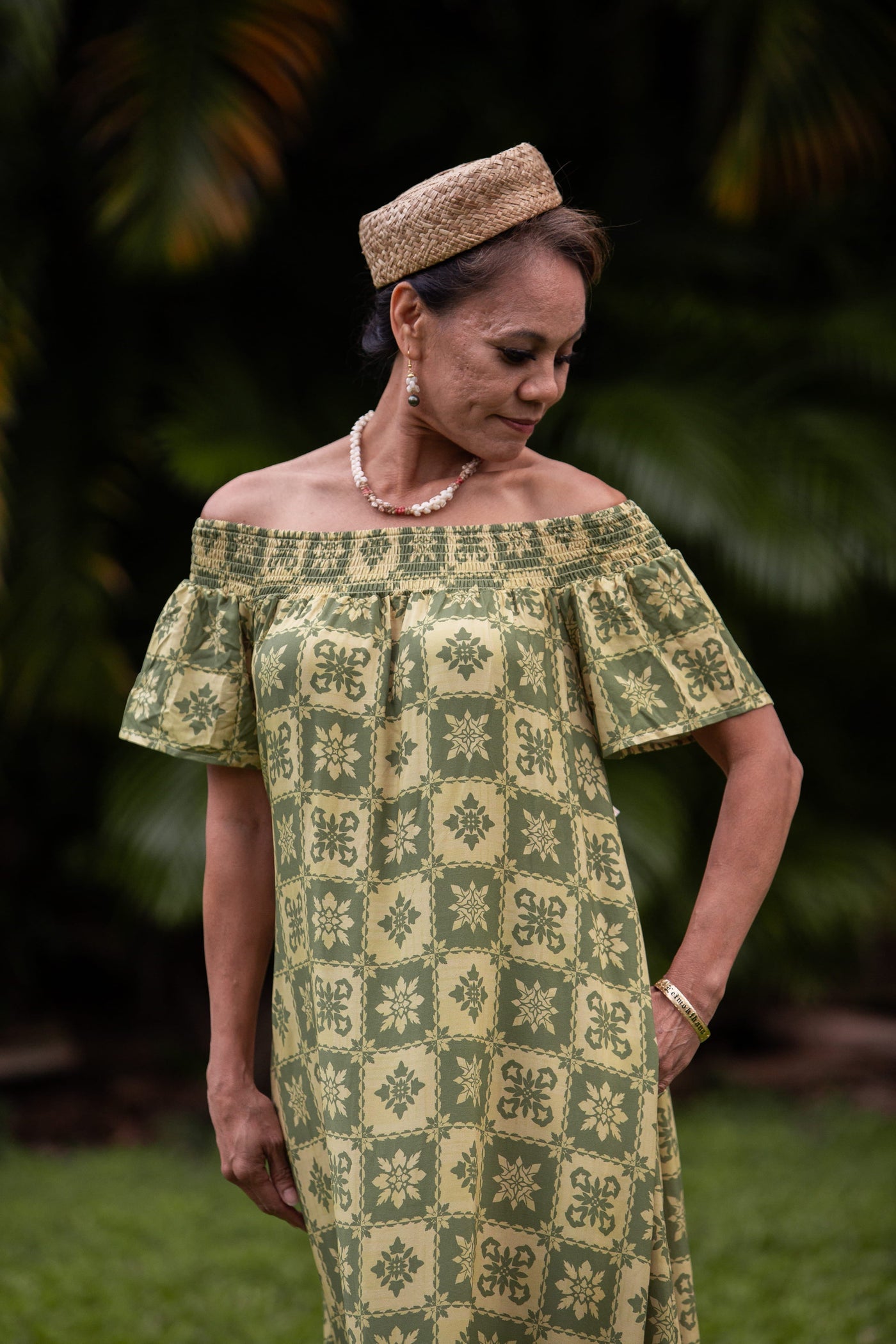 Kukui Quilt - Hiehie Dress (Yellow/Olive) - Hula is Life